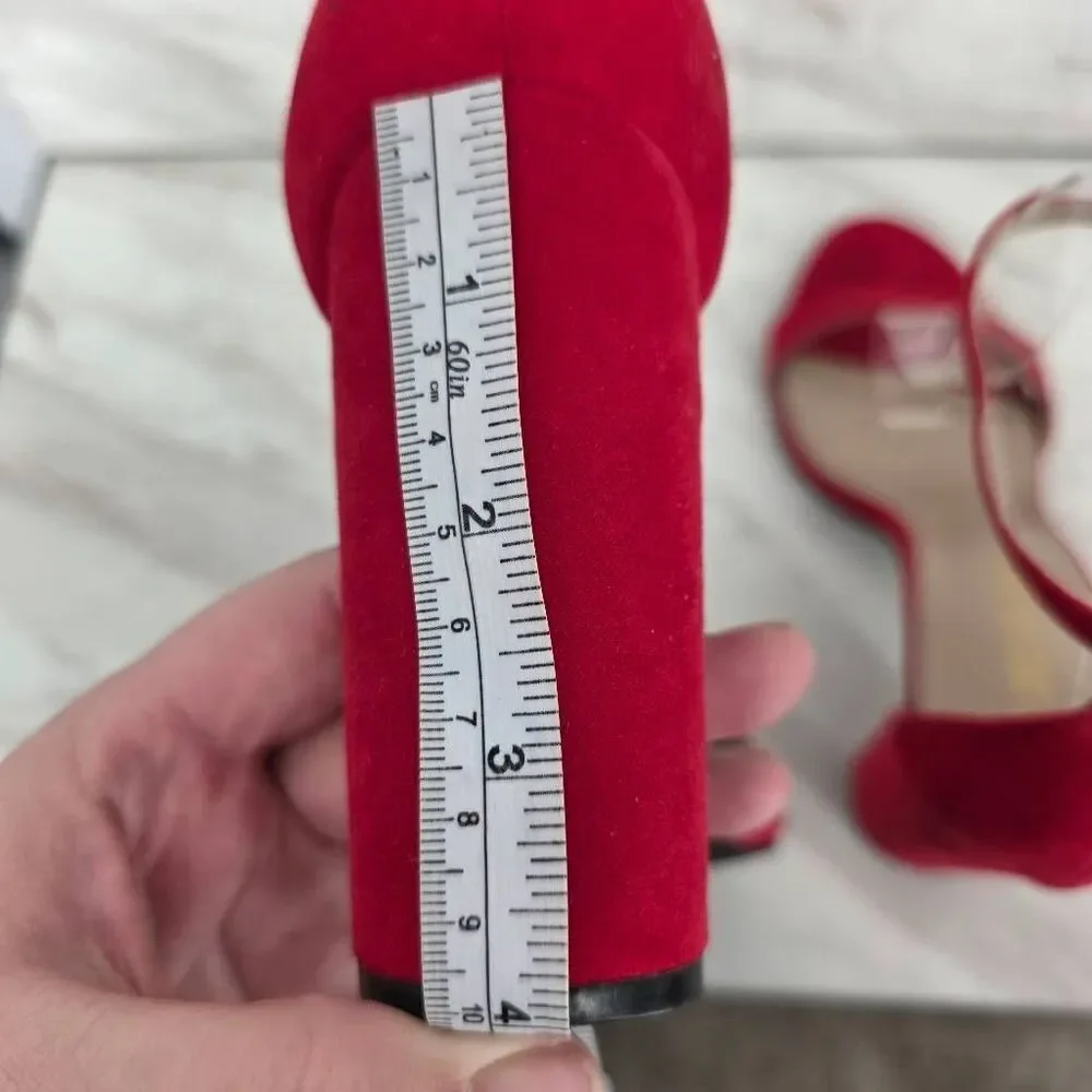 DREAM‎ PAIRS Women's Platform Chunky Block Heels Ankle Strap Red SIZE 9.5